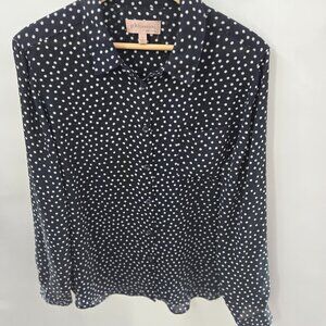 Philosophy Black White Polka Dot Long Sleeved Sheer Blouse Large